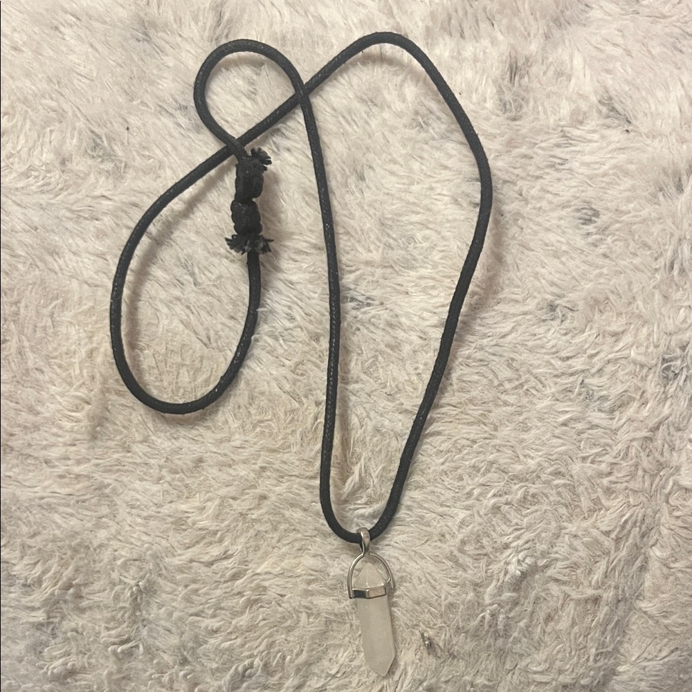 Black Cord Necklace with Crystal Pendant